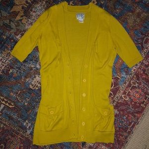 Anthropologie Tabitha Shell Seeker cotton Cardigan in mustard gold